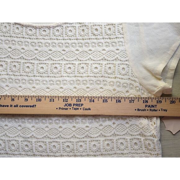 TOP/BLOUSE-COLDWATER CREEK-Cream-Lace Front-Short Sleeves-SIZE M (8-10) - Picture 5 of 10